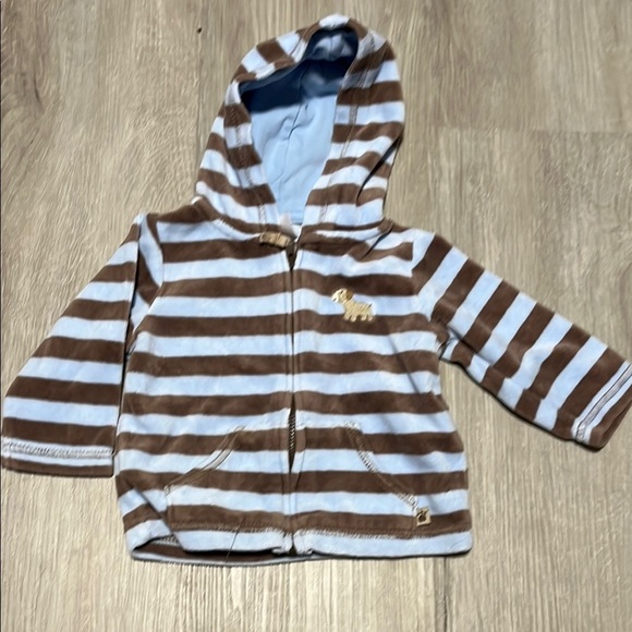 4/$20 Carters Striped Brown and Blue Kids Hoodie 6M - Picture 1 of 1